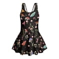 thumbnail image 6 of DISNIMO Mushroom Flower Print Girls Swimsuits One-Piece Bathing Suit with Skirt Sleeveless Swim Dress Soft U Neck Swimwear Hawaiian Summer Swimsuit for Kids 3-4Y, 6 of 8
