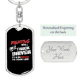 thumbnail image 2 of Fighting With A Trucker Swivel Keychain Dog Tag Stainless Steel or 18k Gold, 2 of 10