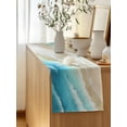 thumbnail image 5 of Table Runner 72 Inches Long for Kitchen Dining, Blue Gradient Beach Dresser Scarf Farmhouse, Dining Table Decorations for Wedding/Parties, Watercolor Coastal Seaside Waves Ombre 16 x 72 In, 5 of 8