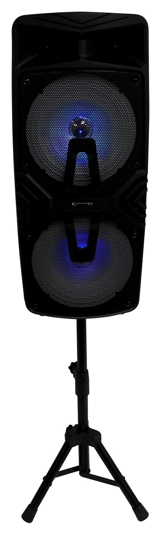 Technical Pro Dual 8" Rechargeable Karaoke Machine System Bundle with Stand & (2) Microphones