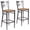 Natural Wood Seat/Clear Coated Metal Frame, variant on Flash Furniture 2 Pk. HERCULES Series Silver Antique Finish with Clear Coat ''X'' Back Metal Restaurant Barstool - Walnut Wood Seat