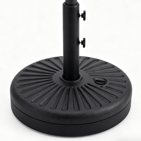 FUNDAZE 49 lbs Round Umbrella Base, 21" Fillable Patio Umbrella Base W/ 1.5" Holder for Patio Table, Black