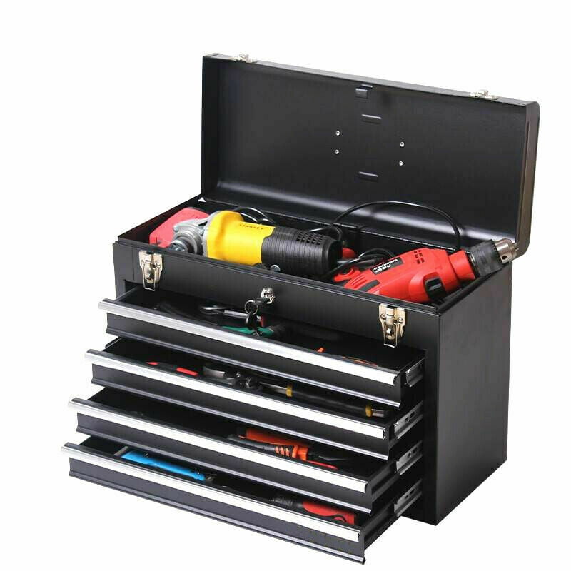 Details about   Portable Steel Tool Chest with Drawers,20.6" 4-Drawer Box Storage Organizer 
