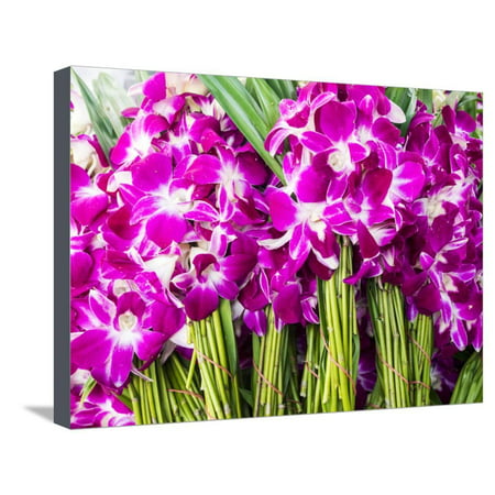 Thailand, Bangkok Street Flower Market. Flowers ready for display. Stretched Canvas Print Wall Art By Terry