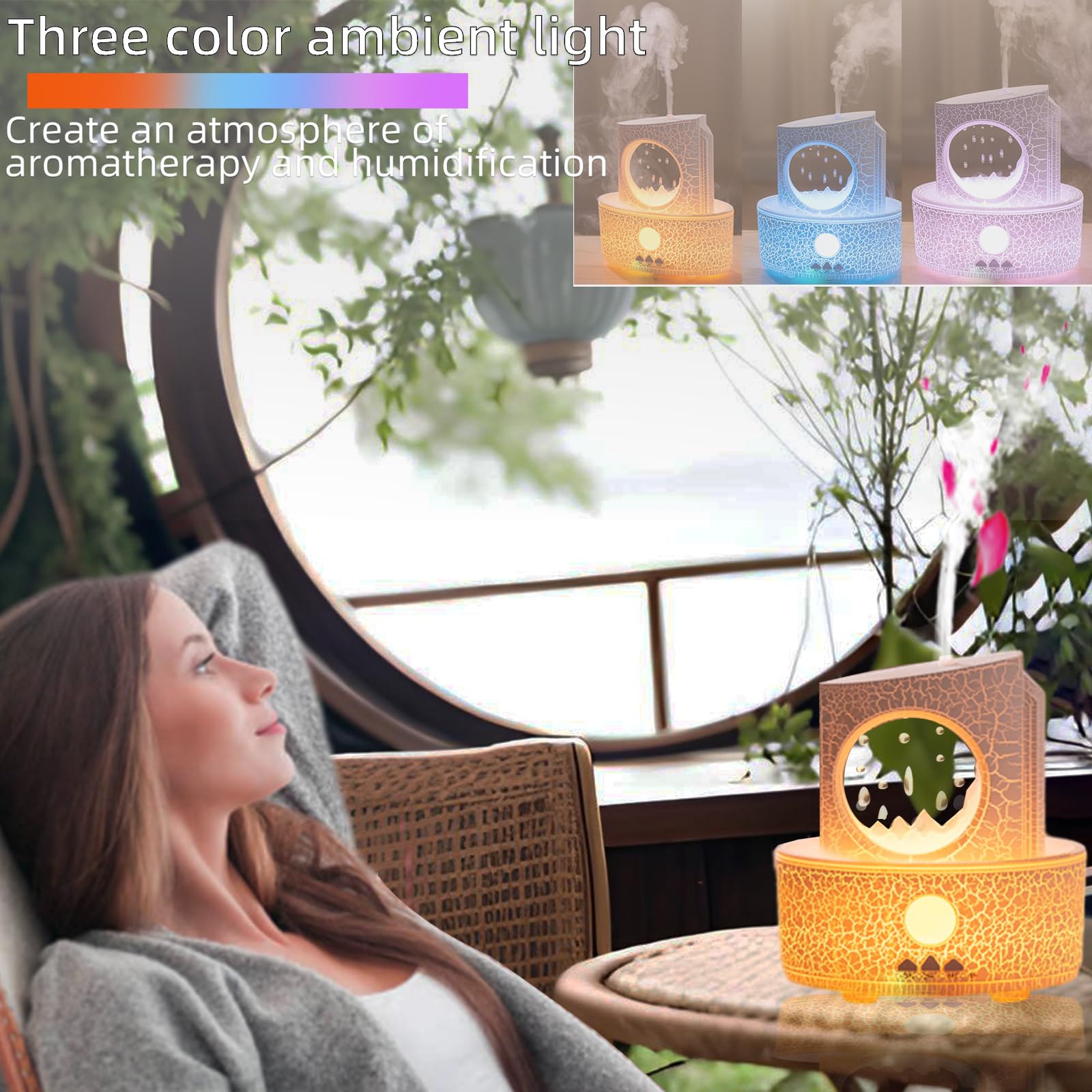 Aromatherapy Raindrop Diffuser & Humidifier, 3-in-1 Essential Oil Diffuser with 3 Color Changing Lights, 4 Timer Modes & Auto-Off, 300ml Quiet Ultrasonic Cool Mist Humidifier for Home, Office, Desk