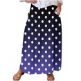 thumbnail image 2 of Maoxin Women Skirt Women's Printed Elastic Waistband Pleated Pocket Skirt With Mid Calf Skirt ,Blue,2XL, 2 of 5