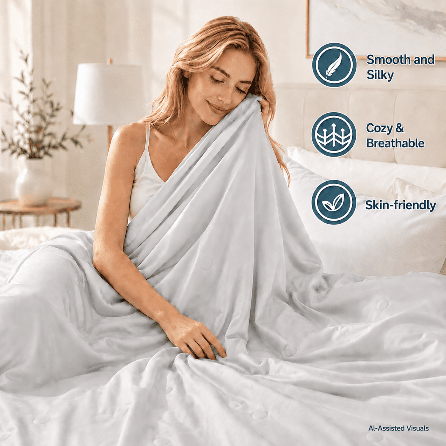 SORMAG Cooling Comforter King Size Cooling Blankets for Hot Sleepers Summer Bed Comforter Quilt Double-Sided Cool Design,Soft Lightweight Silk Smooth ( Grey, King(104"x90"))