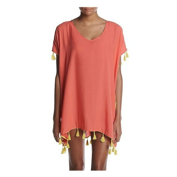 Chelsea & Theodore Womens Large Beach Cover Up, Coral Lily/Mandalay Lime