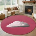 thumbnail image 2 of Pink Sky Round Rug 5ft Washable Circle Kitchen Rugs Non Slip Abstract Sky White Minimalist Large Area Rug Indoor Floor Carpet for Bedroom Living Room Home Office Dining Room Nursery, 2 of 9