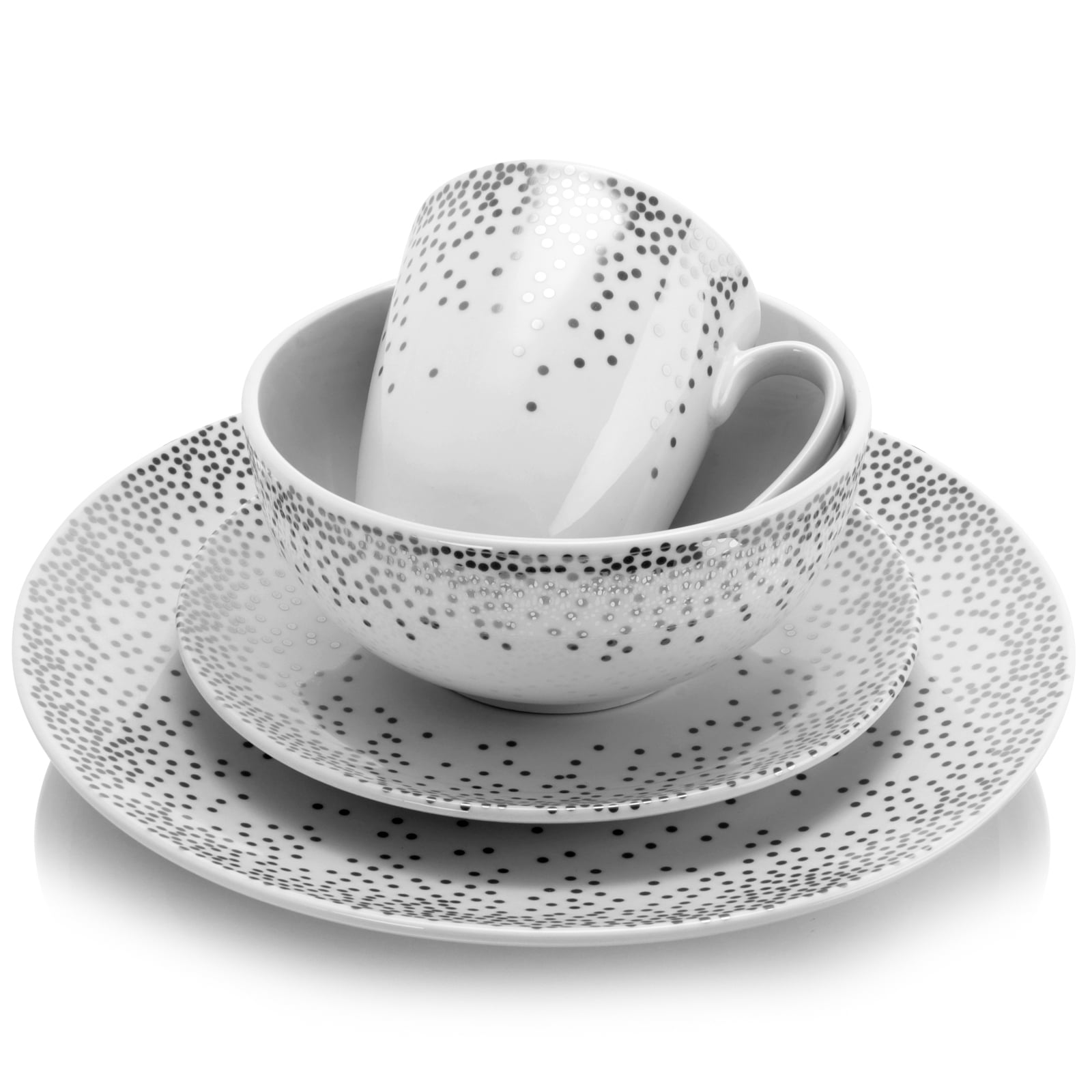 Gibson Platinum Dots 16 Piece Dinnerware Set