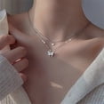 thumbnail image 1 of New Shiny Butterfly Necklace Ladies Exquisite Double Layer Clavicle Chain Necklace Jewelry for Ladies Gift, 1 of 5