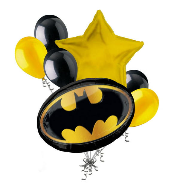 7 pc Batman Emblem Balloon Bouquet Party Decoration Happy Birthday Super  Hero 
