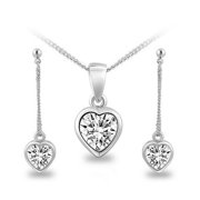 Fashion Heart Austrian Crystal Necklace and Earrings Set