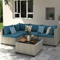 thumbnail image 2 of MRUAKA 5 Pieces Patio Conversation Set, Outdoor Sectional PE Rattan Wicker Furniture Seat,Peacock Blue, 2 of 6