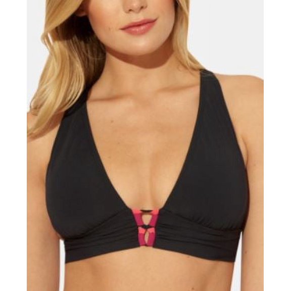 Bleu Rod Beattie James Women's Black and Rouge Lace Up Triangle Bikini Top, 38D