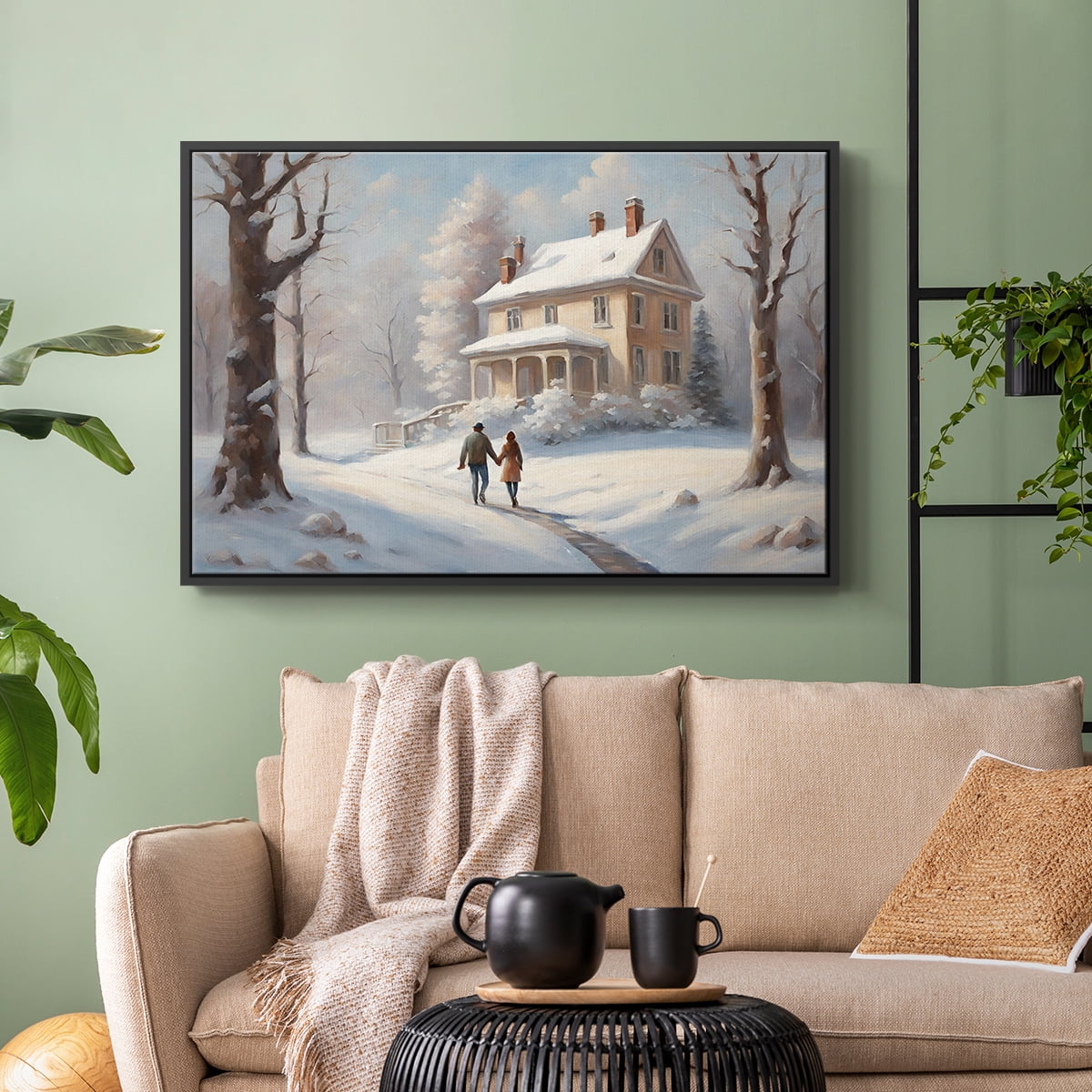 Vintage Landscape-CCVIII By Wexford Home Framed in Black Wood Gallery Wrapped Canvas 25 in. x 37 in.