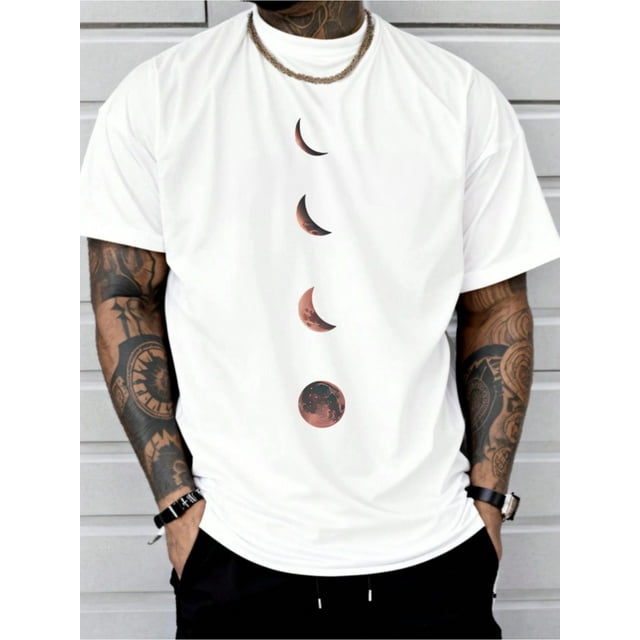 Camiseta con estampado de planeta lunar, camisetas para hombre, camiseta casual de manga corta para verano, camiseta para adultos, hombres, mujeres, adolescentes, jóvenes, camisetas de ocio.