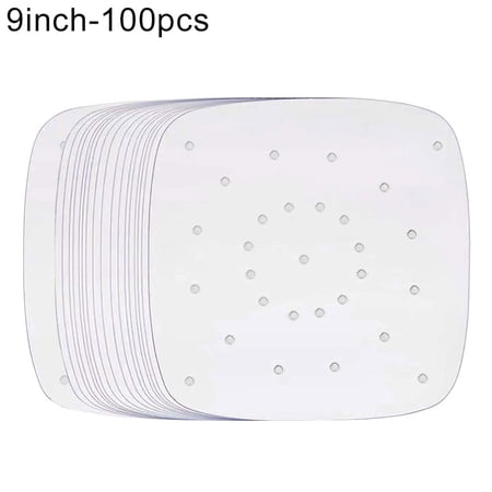 Yesbay Baking Papers 100Pcs Perforated Square Non-stick Air Frying Pan Pad Barbecue Paper Steam Mat