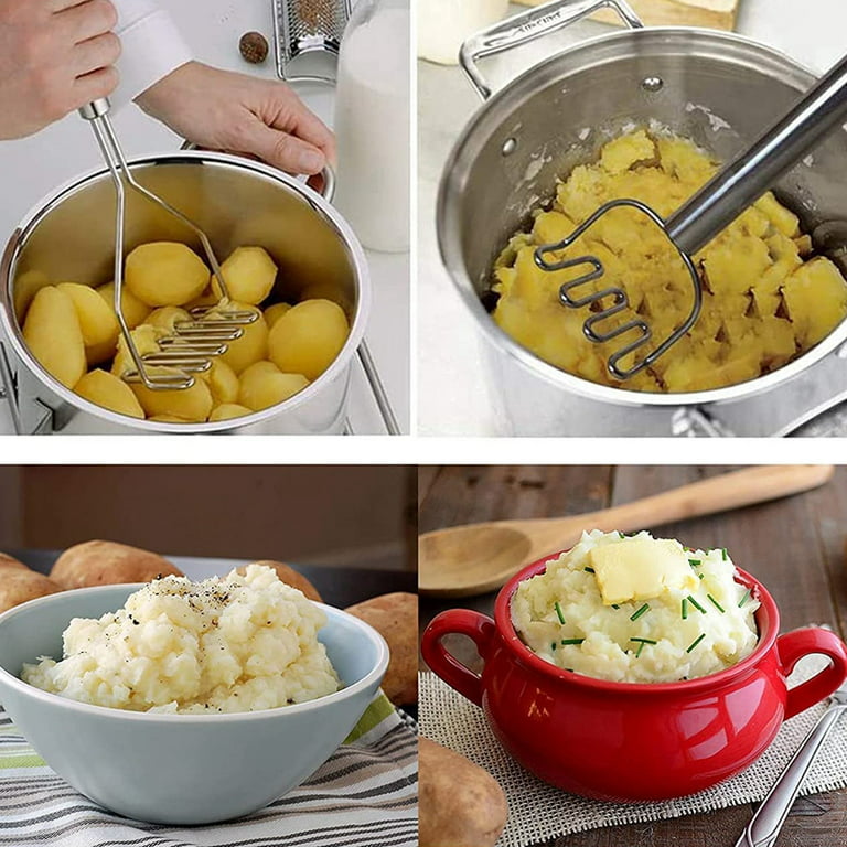 Stainless Steel Spoon Potato Masher - Food Masher Utensil Kitchen Tool,  Hand Masher, Vegetables Fruits Mashe, Metal Mashing Utensil