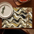 thumbnail image 5 of Black Gold White Marble Pattern Summer Placemats Table Placemats Set Of 4-Linen Kitchen Washable Placemats Table Mats 11.8"x17.7" Non-Slip Heat Resistant, 5 of 6