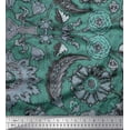 thumbnail image 1 of Soimoi Polyester Crepe Fabric Leaves & Floral Ethnic Print Fabric by Yard 52 Inch Wide, 1 of 3