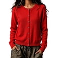thumbnail image 3 of Cardigan Sweaters for Women Oversized Knit Button Up Cardigan Red L, 3 of 6