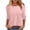 Pinks, variant on Women’s Tops 3/4 Sleeve with Buttons Dressy Casual Summer Outfits Round Neck Beach Vacation T-Shirt Plus Size ,Black,XXL