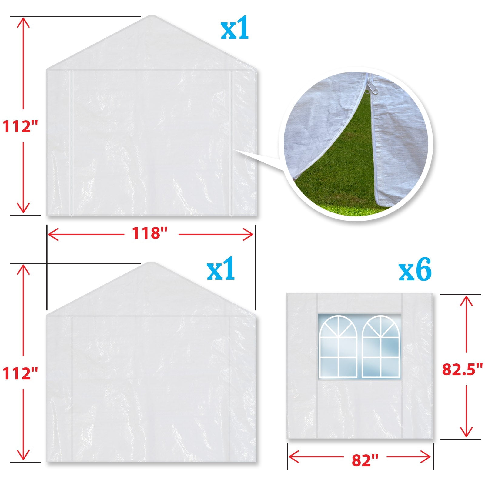 Replacement Carport Sidewall for 10x20 Tent Garage, Replacement Kit Enclosed Panels (Side Wall Only)