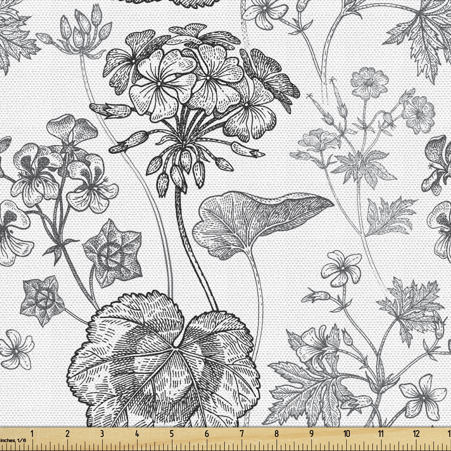 Vintage wallpaper sold by the yard White with a gray flowers pattern