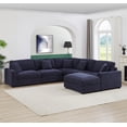 thumbnail image 4 of LolLov Furniture 6 Piece Modern Polyester L Shaped Sectional Sofa Set Dark Blue, 4 of 6
