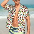thumbnail image 7 of Gukieu Ice Cream Popsicles Print Men's Short-sleeved Shirts, Button-down Lapel Hawaiian Shirts, T-shirts, Beach Vacation Summer Casual Wear,X-Large, 7 of 7