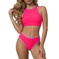 thumbnail image 2 of Fznquz 2 Piece Swimsuit for Women Color Block High Waisted Swimsuit Racerback Tummy Control Modest 2026 Bathing Suits XL, 2 of 9