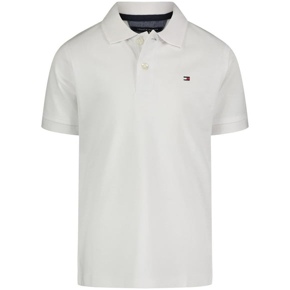 Polo Tommy Hilfiger de manga corta para niños, color blanco hiedra, talla 20
