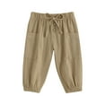 thumbnail image 1 of Faithtur Toddler Boys Casual Sports Pants Solid Color Drawstring Button Cargo Pants with Pockets, 1 of 8
