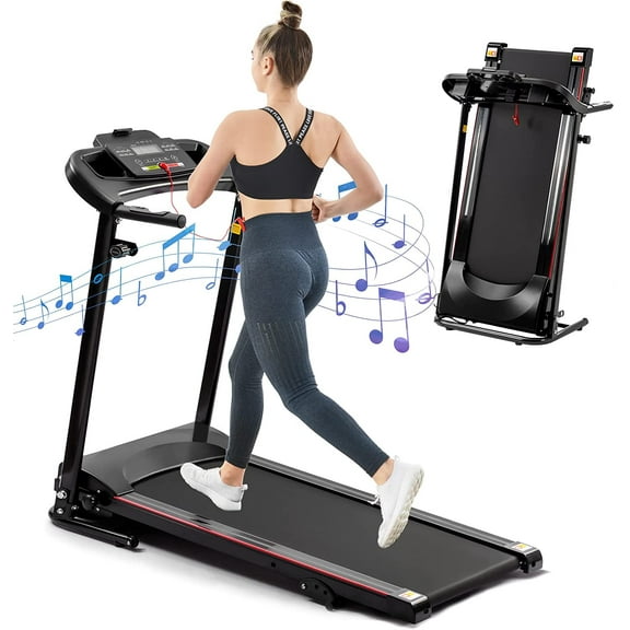 SWERTOY Folding Electric Treadmill with LED Display and Cup Holder, Motorized Running Jogging Machine with 12 Preset Programs, Easy Assembly Fitness Exercise Equipment for Home Gym Office