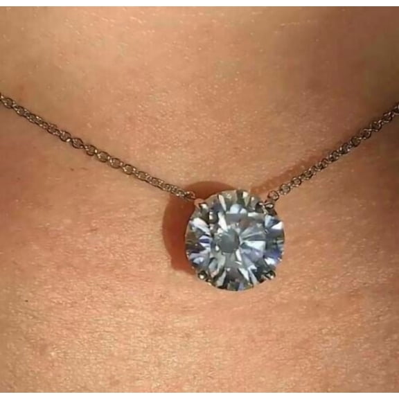 2Ct Round Cut Lab Created Diamond Solitaire Pendant 14K White Gold Plated