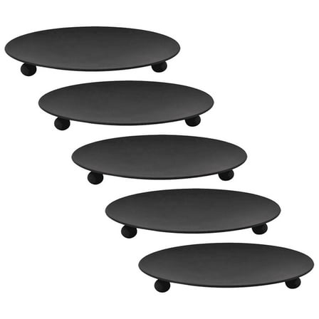 GOOHOCHY 5-Piece Decorative Black Candleholders for Pillar and Tealight Candles, Large Set for Home Decor