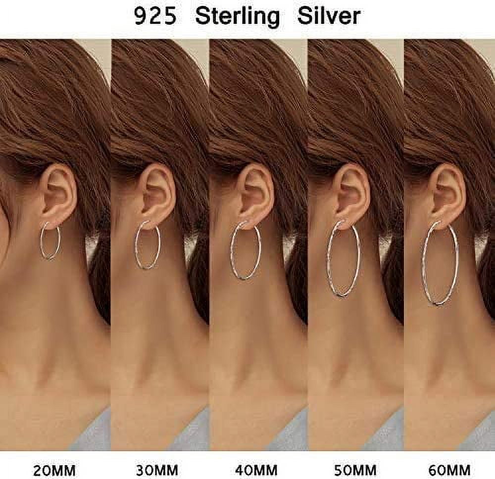 DOLIOX 925 Sterling Silver Circle Endless Hoop Earrings for Women 20 30 40 50 60 70mm