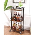 thumbnail image 1 of Carrito de bar OKZEST de 3 niveles, tamaño mini licor, madera marrón, 1 of 8