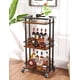 thumbnail image 1 of Carrito de bar OKZEST de 3 niveles, tamaño mini licor, madera marrón, 1 of 8
