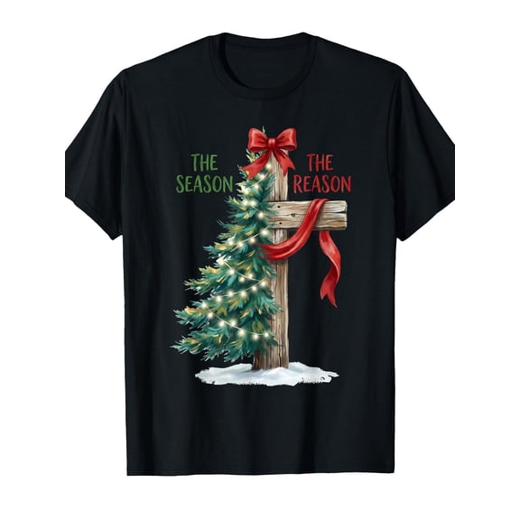 The Season The Reason Christmas Cross T-Shirt, Christian Religious Holiday Tee