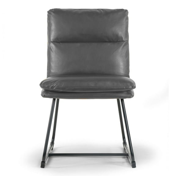 Set of 2 Aulani Gray Upholstered Metal Frame Dining Chair with Puffy Cushions