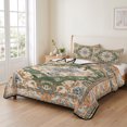 thumbnail image 2 of Full Quilt Set 78''x90'', Boho Lightweight Bedspread Coverlet Set with 2 Pillow Shams, Green Brown Ethnic Tribe Abstract Vintage Western Breathable All Season Quilt Bedding for Bedroom/Guest Room, 2 of 9