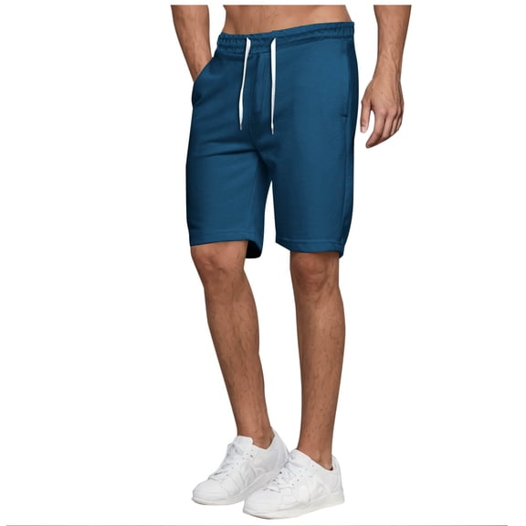 Ceisia Men's Active Casual Drawstring Pocket Straight Leg Shorts Outdoor Gym Workout Fitness Running Athletic Bottoms Summer Lightweight Blue XL Gifts for Father