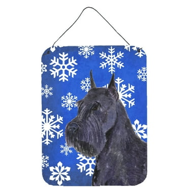 Schnauzer Winter Snowflakes Holiday Wall or Door Hanging Prints