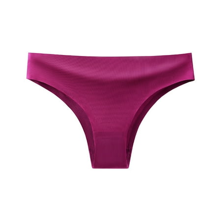 Pavied Seamless Underwear for Women Panties for Women Women Ice Silk Underwear Sports Fitness Low Waist Seamless T Pants Solid Color Underwear No Show Underwear Womens Underwear Red 3XL