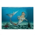 thumbnail image 2 of Mermaid Cutting Board, Graphic of a Mermaid in Tropical Ocean Creature, Decorative Tempered Glass Cutting and Serving Board, Large Size, Sea Blue Navy, by Ambesonne, 2 of 5