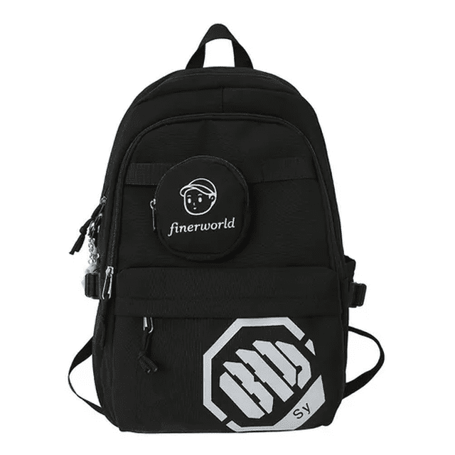 Mochila Escolar Simple Para Estudiantes Color Negro Malubero Malu1887