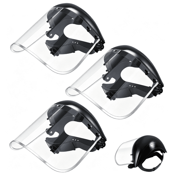 HBMYN 3 Pack Face Shield,Clear Visor,Pc Black | Full Face Impact Resistant Safety Mask for Grinding and Cutting, Anti-fog, For Work Woodworking Construction Anti-fog Impact Resistant Clear Visor