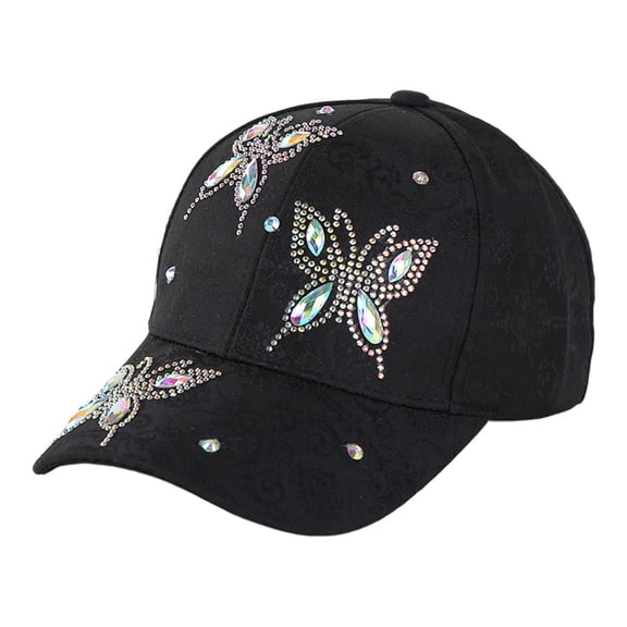 Bovemsi Sun Hats for Women Sequins Baseball Cap Adjustable Breathable Sports Womens Mens Wide Brim Black